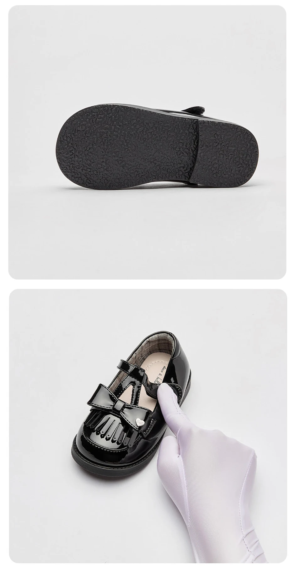 Dave Bella Girl Leather Shoes Princess Shoes Children Autumn Spring Retro Black Bow Anti Slip Elegant Kids Shoes Party DB3262847