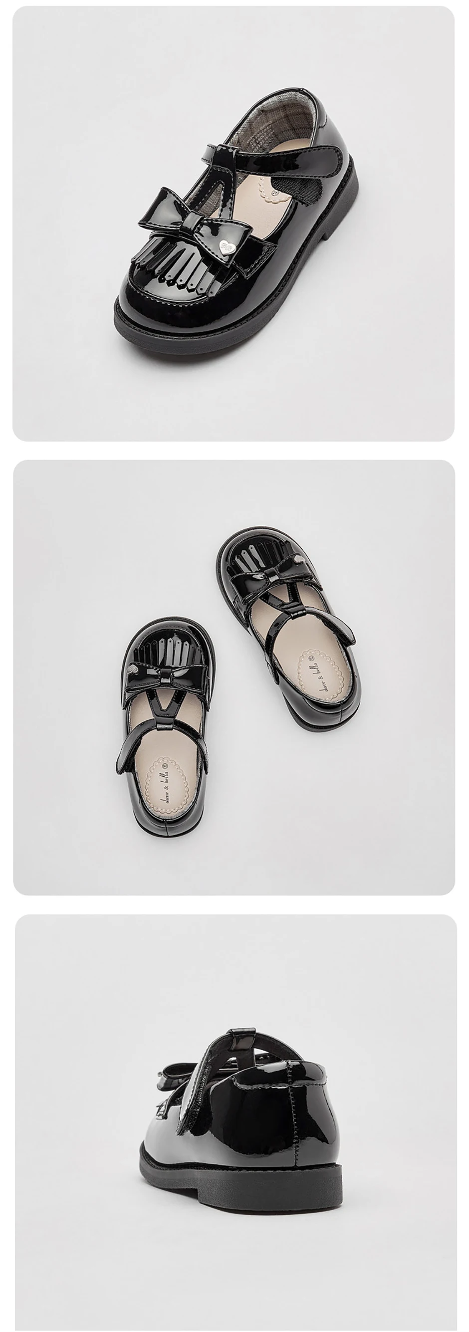 Dave Bella Girl Leather Shoes Princess Shoes Children Autumn Spring Retro Black Bow Anti Slip Elegant Kids Shoes Party DB3262847