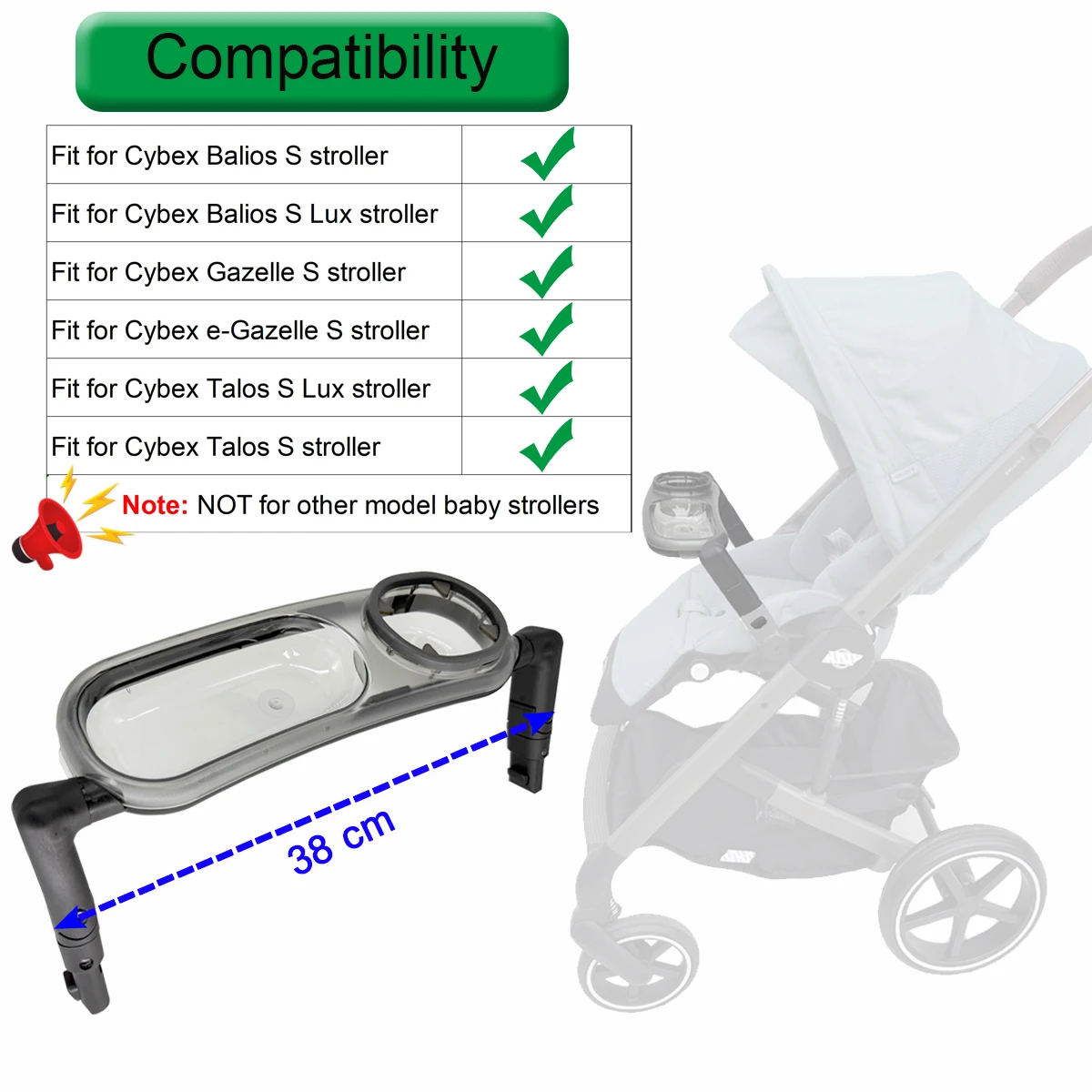COLU KID®Stroller Snack Tray Compatible with Cybex Balios,Gazelle, Talos Series Prams, Folds with Stroller