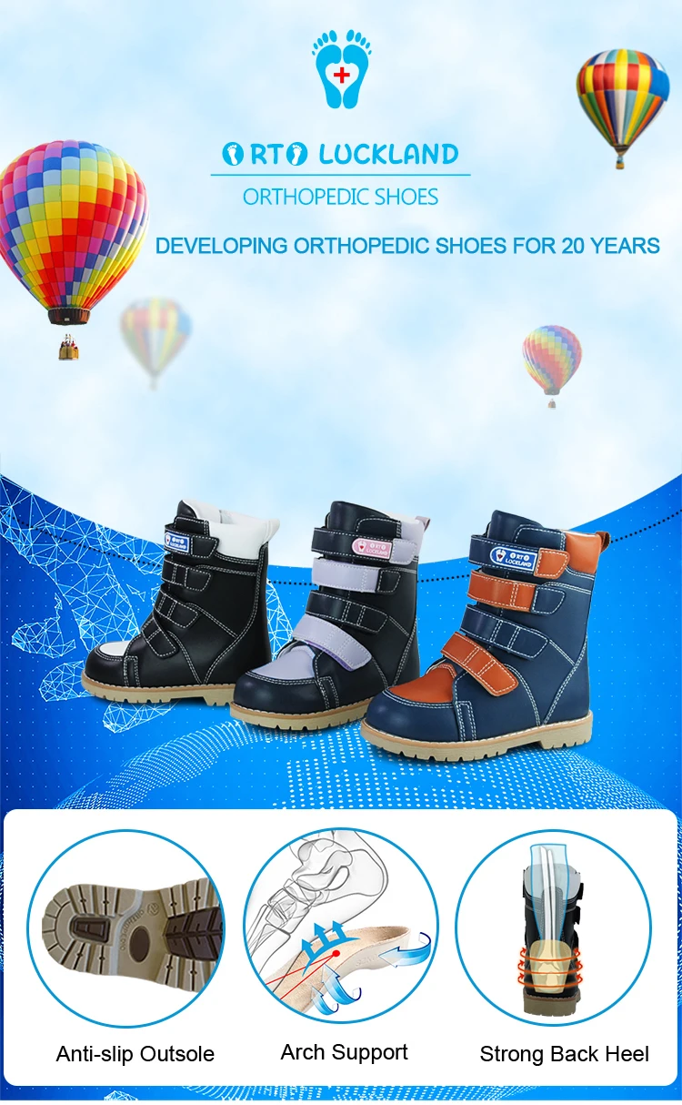 Winter Children Boots High Top Orthopedic Shoes For Kid Leather Boy Girl Toddler Mid Calf Varus Clubfoot Footwear Size22-31