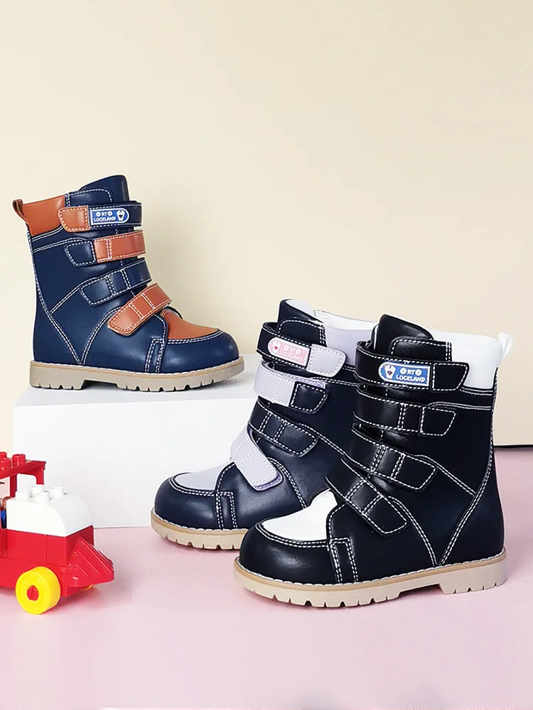 Winter Children Boots High Top Orthopedic Shoes For Kid Leather Boy Girl Toddler Mid Calf Varus Clubfoot Footwear Size22-31