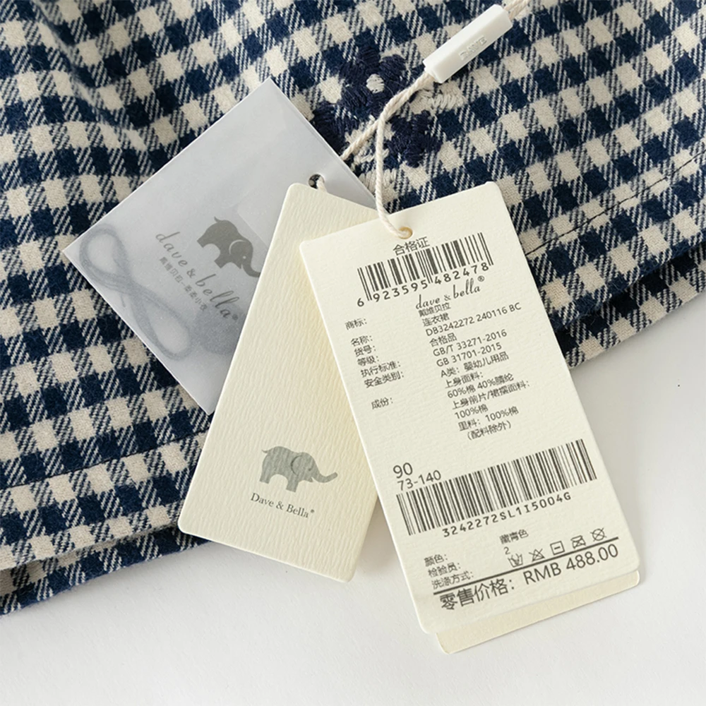 Dave Bella Girls' Sweater Dress Gentle Cute Children 's Plaid Fake Two Piece Baby Long Sleeve Dress Outdoor Party DB3242272