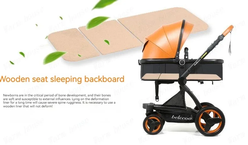 Luxury High-end Baby Stroller 3in1, Belecoo X6 High Landscape Baby Cart with Car Basket,can Sit, Lie Down and Fold Two-way Cart