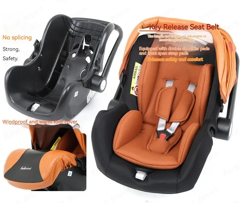 Luxury High-end Baby Stroller 3in1, Belecoo X6 High Landscape Baby Cart with Car Basket,can Sit, Lie Down and Fold Two-way Cart