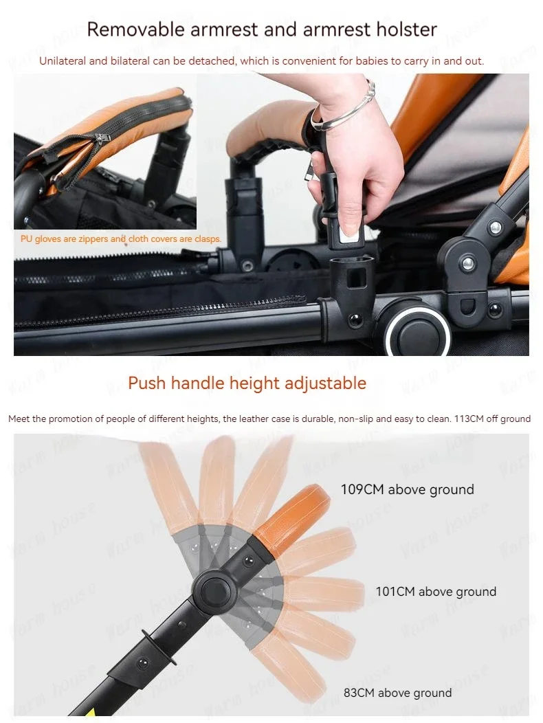Luxury High-end Baby Stroller 3in1, Belecoo X6 High Landscape Baby Cart with Car Basket,can Sit, Lie Down and Fold Two-way Cart