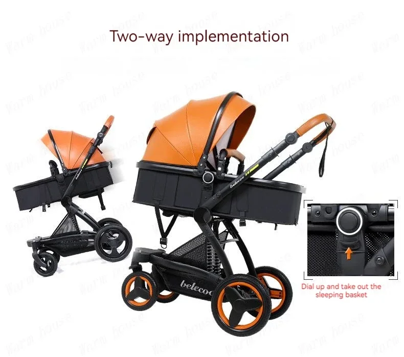 Luxury High-end Baby Stroller 3in1, Belecoo X6 High Landscape Baby Cart with Car Basket,can Sit, Lie Down and Fold Two-way Cart