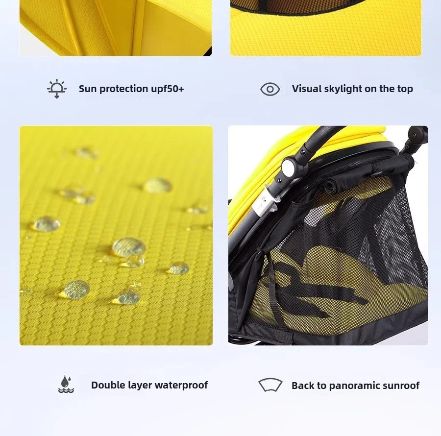 Luxury Baby Stroller Portable Baby Stroller with Two-way Push Rod Foldable High-view Baby Stroller Multi-function Infant Trolley