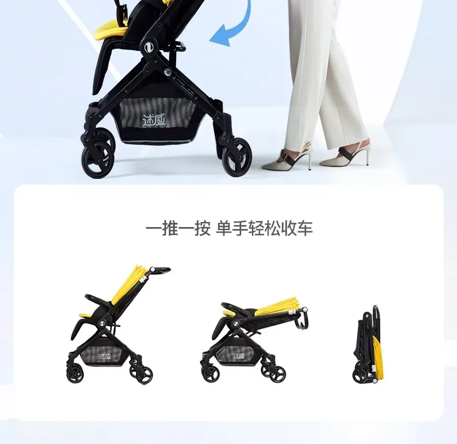 Luxury Baby Stroller Portable Baby Stroller with Two-way Push Rod Foldable High-view Baby Stroller Multi-function Infant Trolley