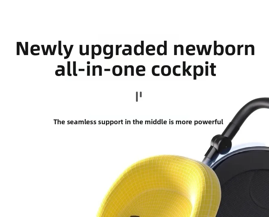 Luxury Baby Stroller Portable Baby Stroller with Two-way Push Rod Foldable High-view Baby Stroller Multi-function Infant Trolley