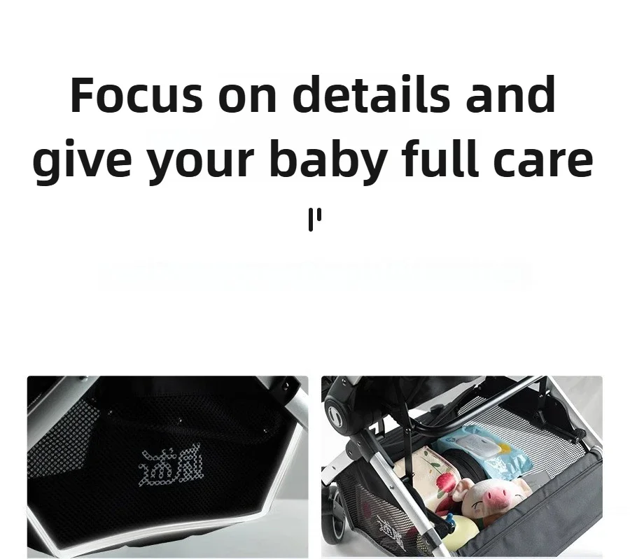 Luxury Baby Stroller Portable Baby Stroller with Two-way Push Rod Foldable High-view Baby Stroller Multi-function Infant Trolley