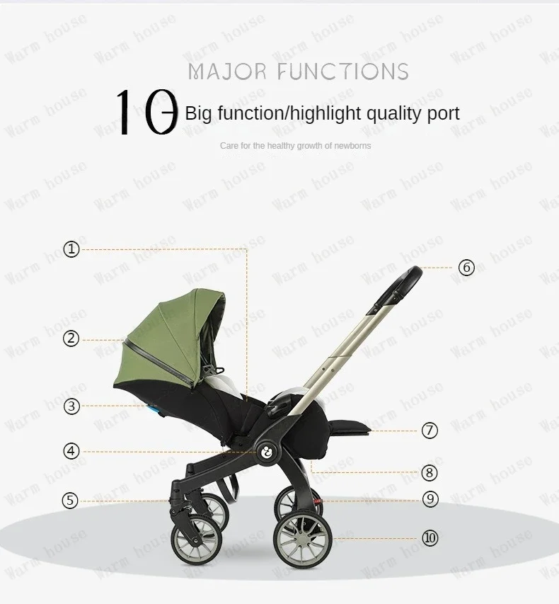 NEW 4 In1 Baby Stroller Multifunctional Newborn Baby Carriage Foldable Basket Type Seat Lightweight Travel Pram Car Seat