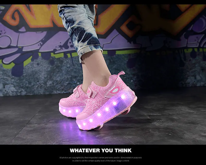 Boys Girls Roller Shoes LED Light Up USB Charging Children Roller Skate Casual Skateboarding Shoes Sports Shoes Kids Sneakers