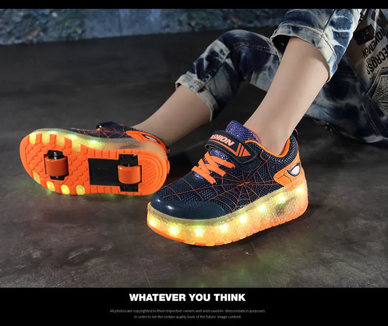 Boys Girls Roller Shoes LED Light Up USB Charging Children Roller Skate Casual Skateboarding Shoes Sports Shoes Kids Sneakers