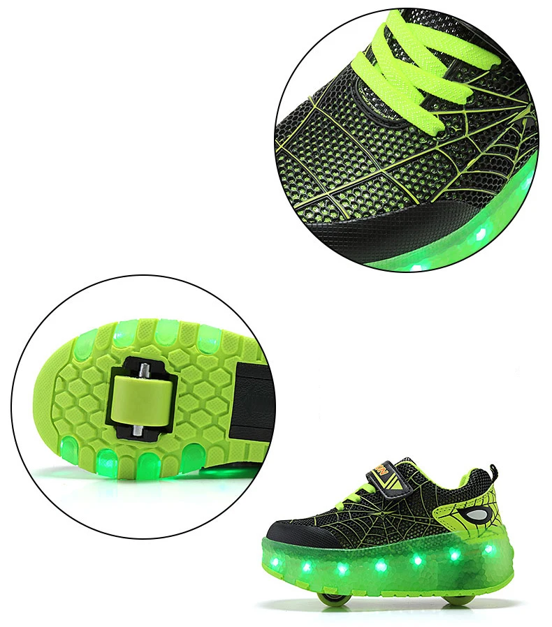 Boys Girls Roller Shoes LED Light Up USB Charging Children Roller Skate Casual Skateboarding Shoes Sports Shoes Kids Sneakers