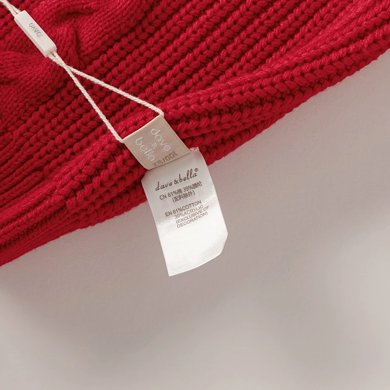Dave Bella 2023 New Autumn Winter Children Clothes Girls Boys Tops Knit Sweater Pullover Casual Undershirt DB4237961
