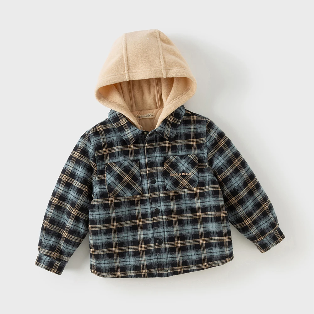 Dave Bella Boys' Cotton-padded Clothes Autumn Winter Children's Hooded Cotton Jacket Kids' Stylish Warm Coat DB4253916