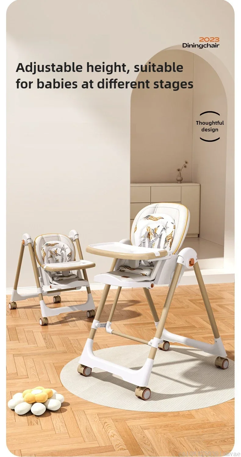 EU Stock Children's Dining Chair Portable Home Foldable Baby Dining Chair 2-in-1 Baby Rocking Swing Adjustable Height
