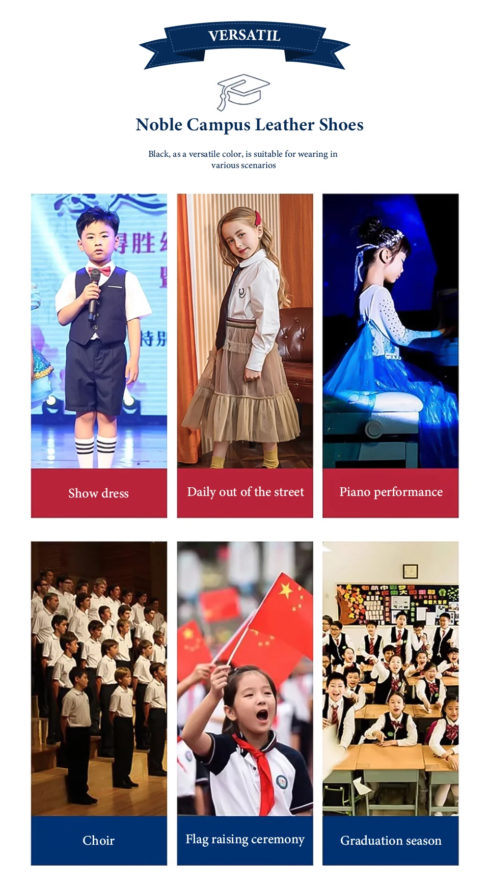 Soft Bottom School Shoes for Boys Middle School Student British Black. Performance Shoes Comfortable Barefoot Kids Boy Mother
