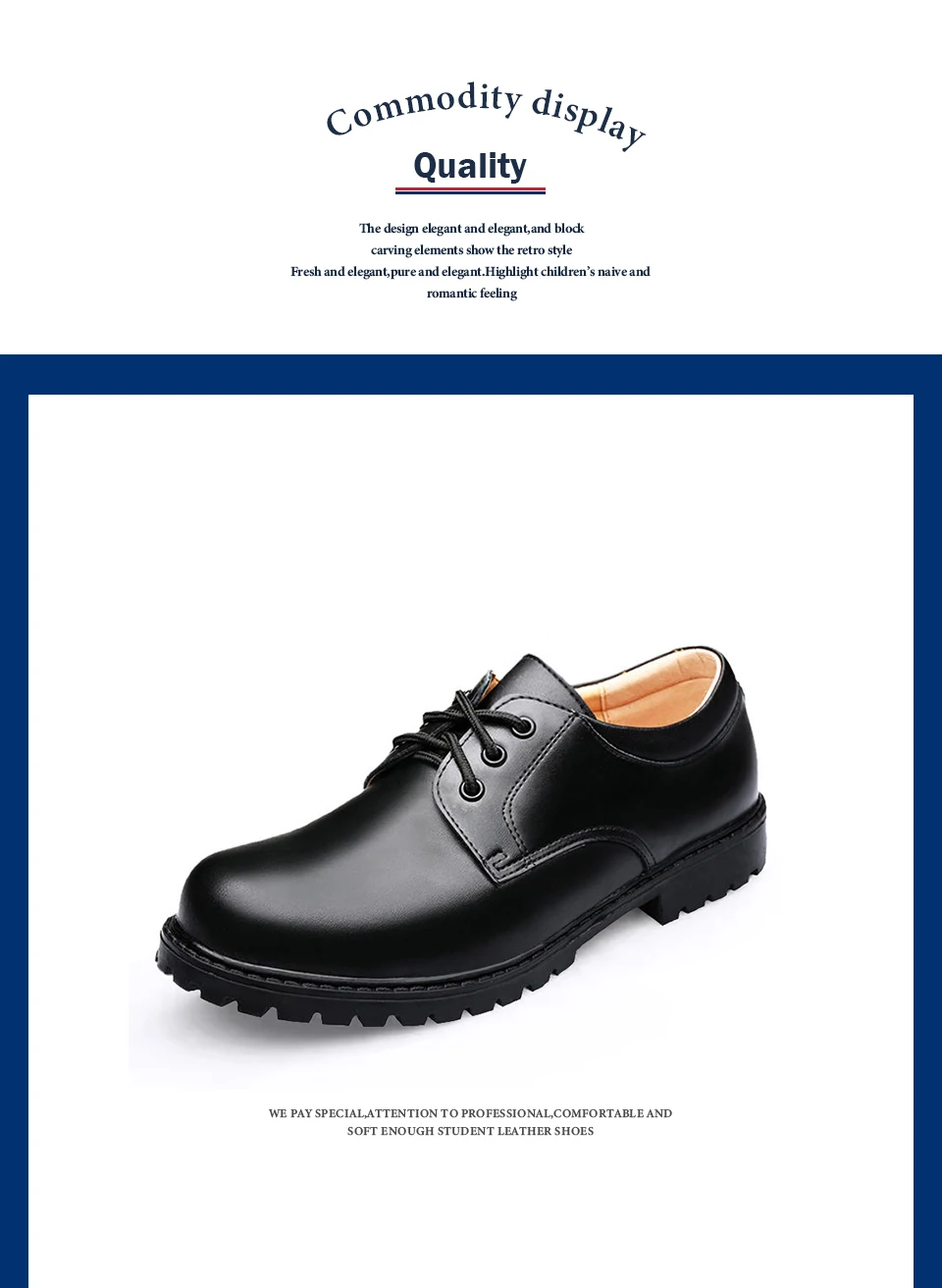 Soft Bottom School Shoes for Boys Middle School Student British Black. Performance Shoes Comfortable Barefoot Kids Boy Mother
