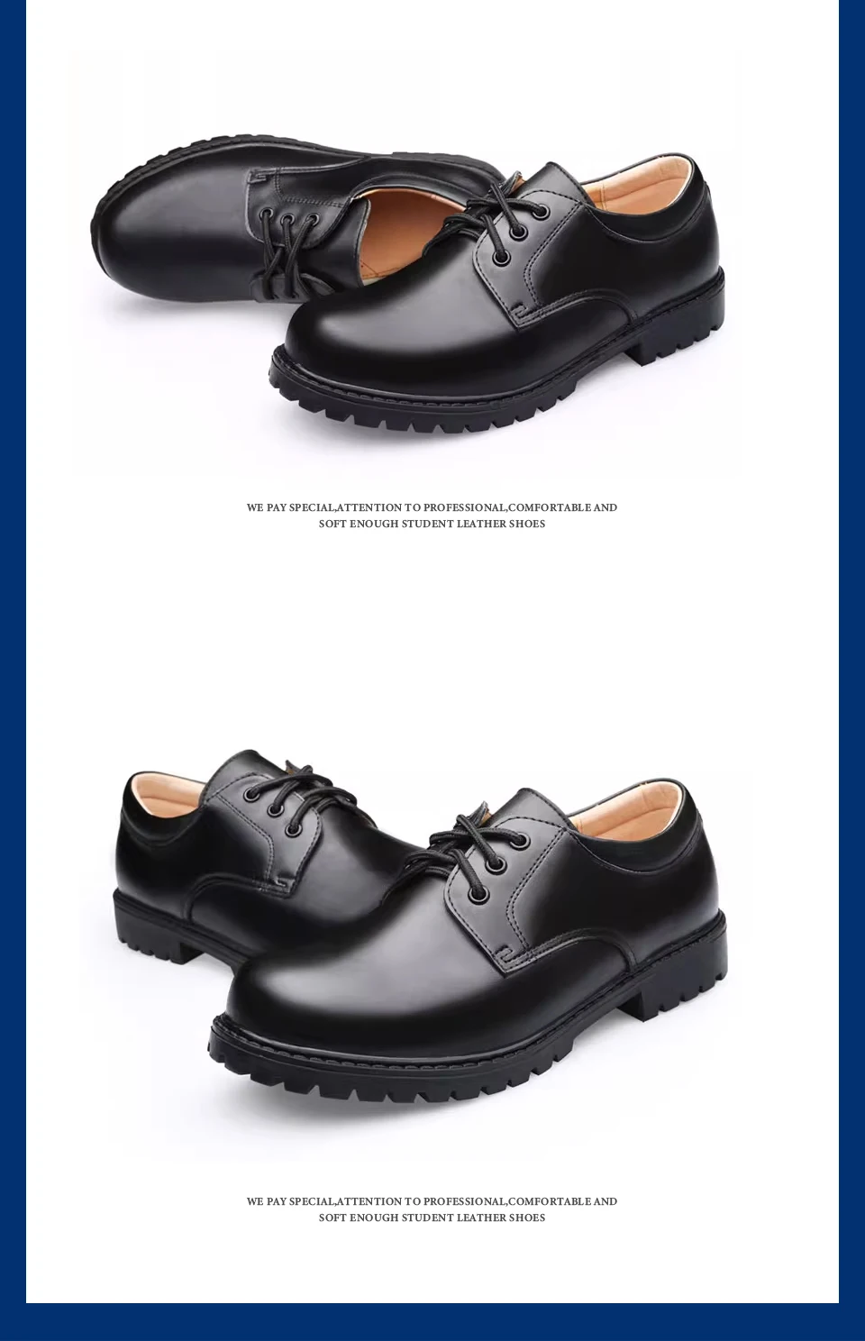 Soft Bottom School Shoes for Boys Middle School Student British Black. Performance Shoes Comfortable Barefoot Kids Boy Mother