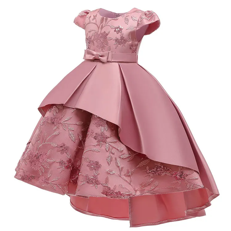 Fashion Bow Flower Girl Dresses for Weddings Lace Mesh Sleeveless Girls Party Dress Summer Children Girls Dress 4-12 Years