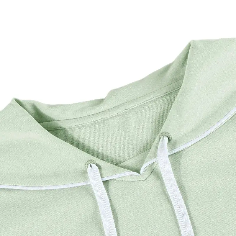 Women's Set Top Tee and Skirt Long Sleeves Square Neck with String for Lady Clothes Cotton French Terry Material Size XS-XXXL