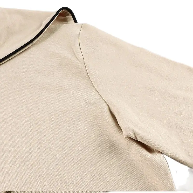 Women's Set Top Tee and Skirt Long Sleeves Square Neck with String for Lady Clothes Cotton French Terry Material Size XS-XXXL