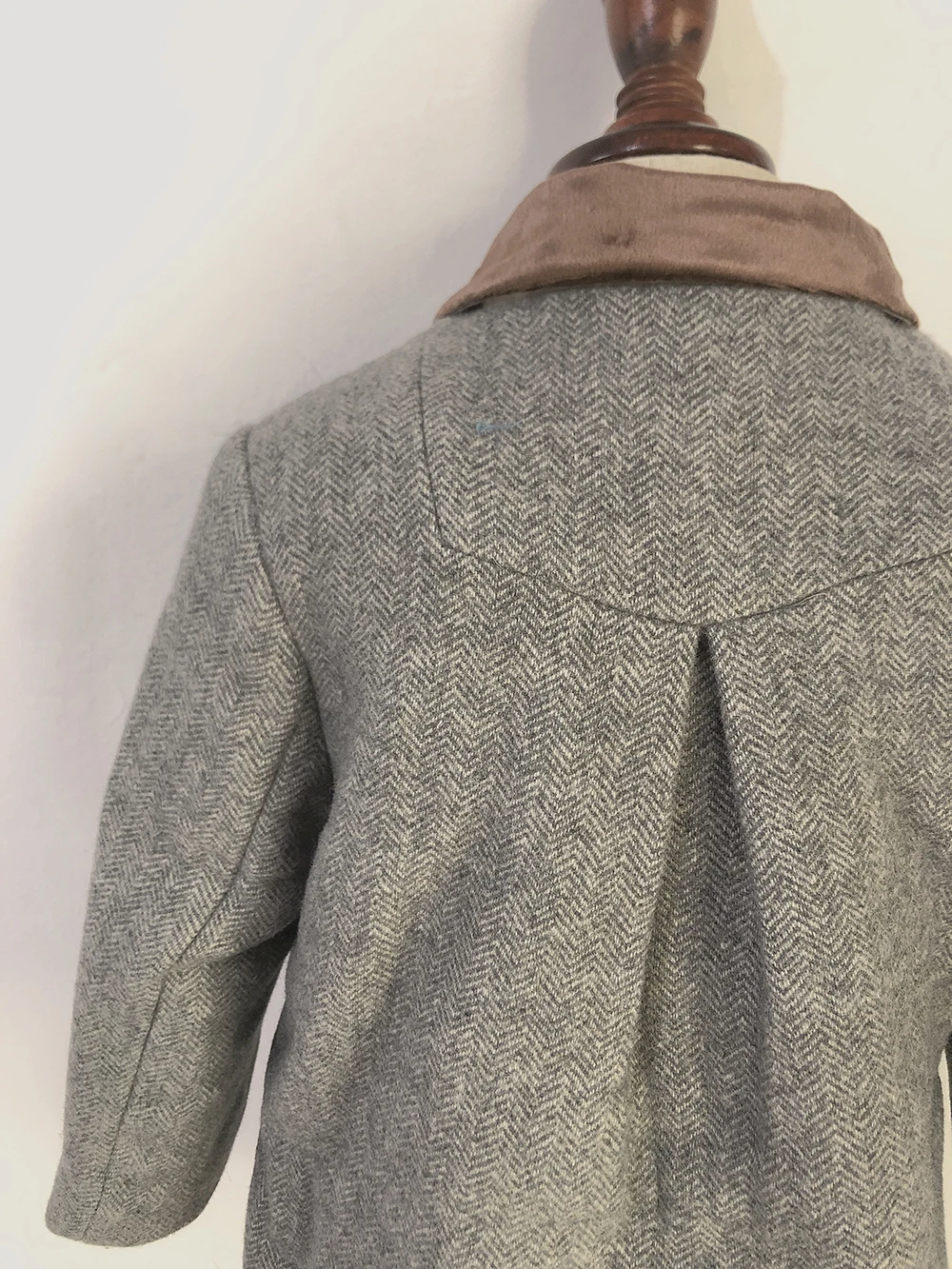 Children Boutique Clothing Winter Boy Gray Woolen Herringbone Pattern Coat British Warm Quilted Jacket New Year's Eid Clothes