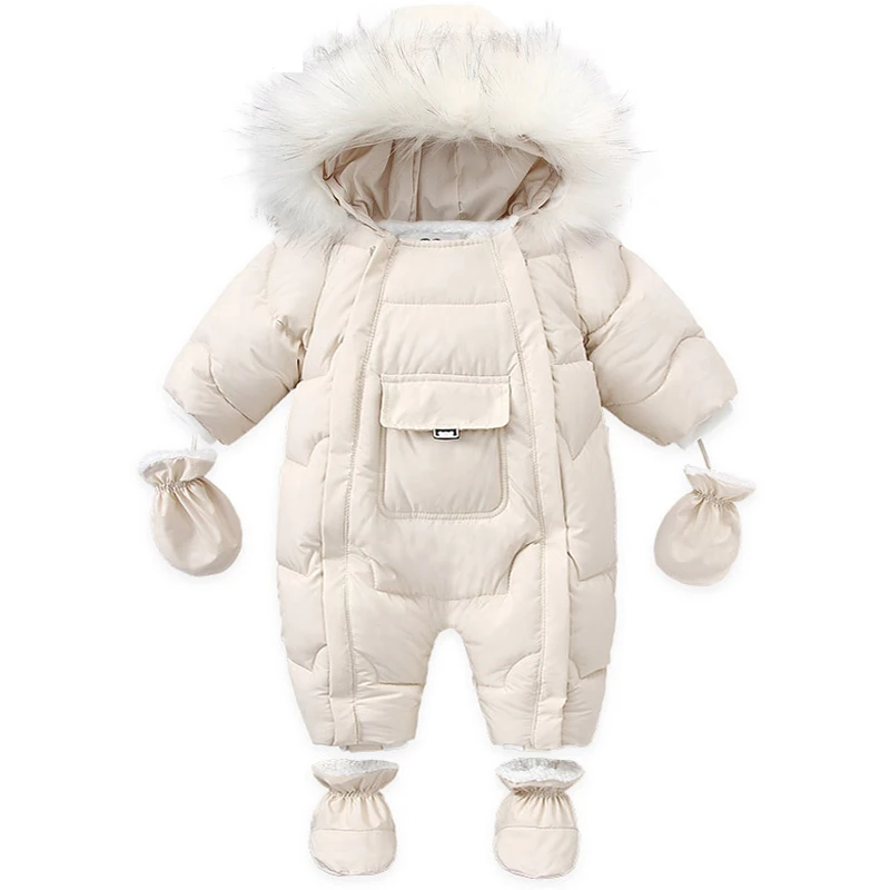 Ircomll Hight Quality Baby Clothes Overalls for Children Winter Hooded with Fur Warm Infant Romper Jumpsuit Kids Clothing Toddle