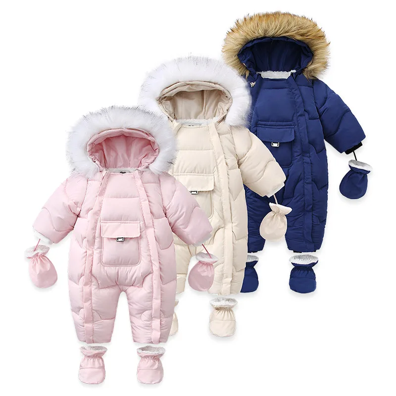 Ircomll Hight Quality Baby Clothes Overalls for Children Winter Hooded with Fur Warm Infant Romper Jumpsuit Kids Clothing Toddle