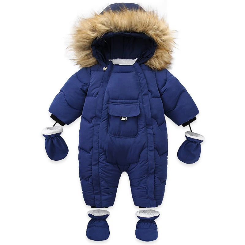 Ircomll Hight Quality Baby Clothes Overalls for Children Winter Hooded with Fur Warm Infant Romper Jumpsuit Kids Clothing Toddle