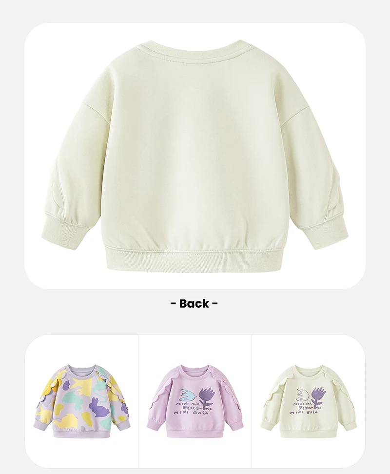 Mini Bala Girls' Ruffled Sweatshirt New Spring Version Skin-friendly, Soft, Elastic, Cute and Versatile Top
