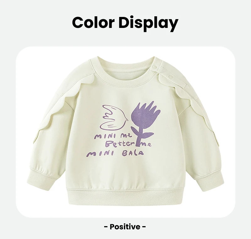 Mini Bala Girls' Ruffled Sweatshirt New Spring Version Skin-friendly, Soft, Elastic, Cute and Versatile Top