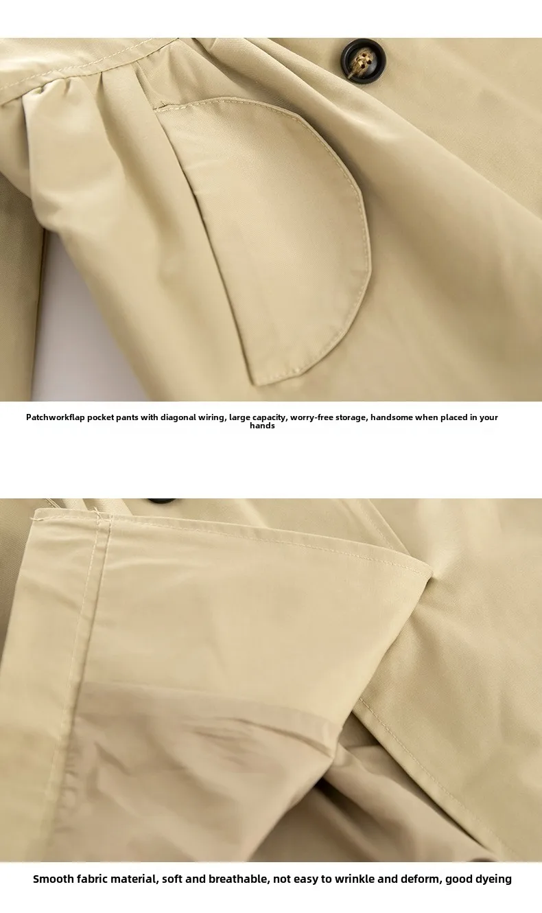 Girls Trench Coat Jacket Khaki Fashion Double Breasted Princess Outerwear for Kids 7 To 14 Y Autumn Children Mid-length Jacket