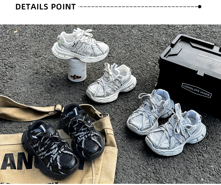Kids Chunky Sneakers for Boys Girls 2025 New Autumn Toddler Sports Sneakers Soft Sole Breathable Chic School Basketball Shoes