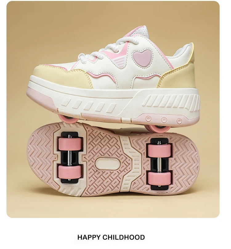4 Wheel Roller Skate Shoes With Detachable Wheels Children's Sneakers Outdoor Sport Casual Shoes Girls Boys Gifts For Kids