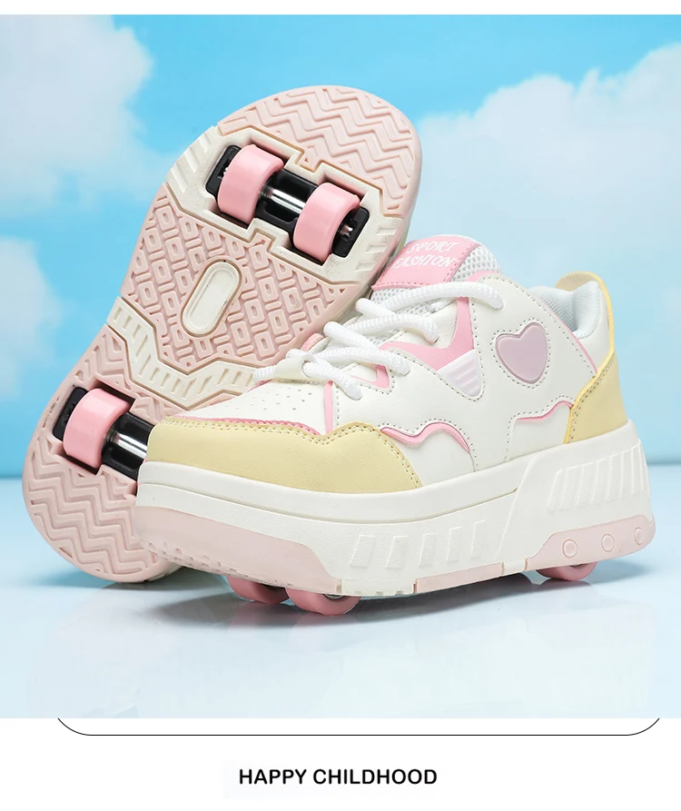 4 Wheel Roller Skate Shoes With Detachable Wheels Children's Sneakers Outdoor Sport Casual Shoes Girls Boys Gifts For Kids