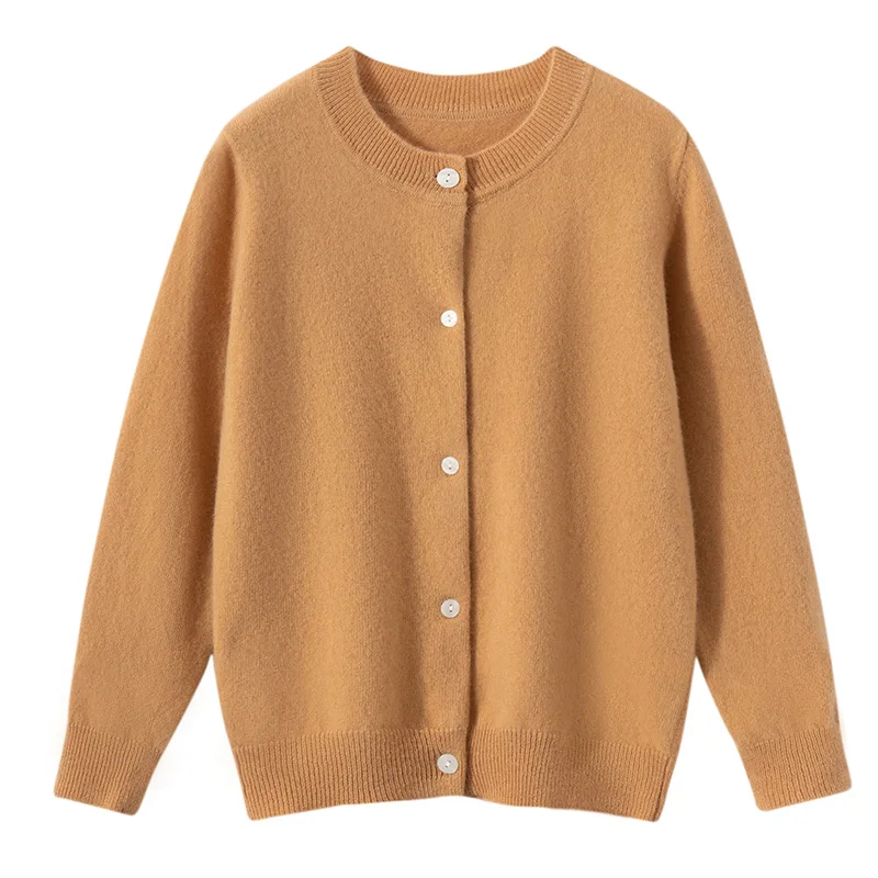 Children's Wool Sweater O-neck Cardigan Autumn Winter Boys Girls Basic Simple 100% Merino Wool Knitwear Kids Casual Clothing Top
