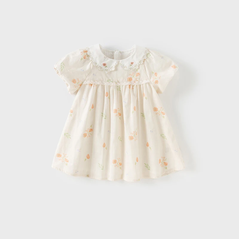 Dave Bella Children's Dresses Spring Autumn Pure Cotton Girl Sweet Elegant Skirt Outerwear Princess Party Kids Clothes DB2252121