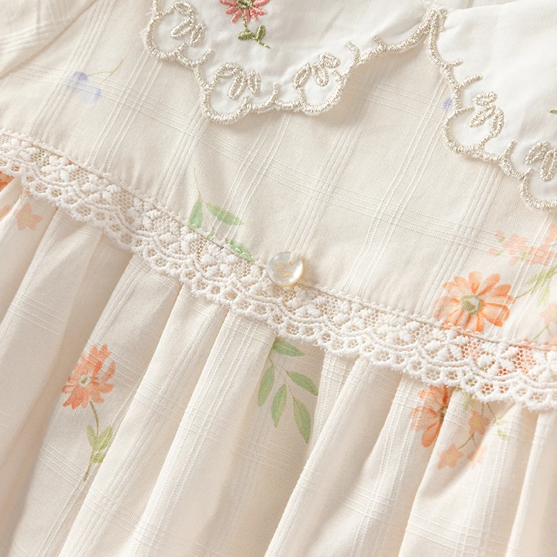 Dave Bella Children's Dresses Spring Autumn Pure Cotton Girl Sweet Elegant Skirt Outerwear Princess Party Kids Clothes DB2252121