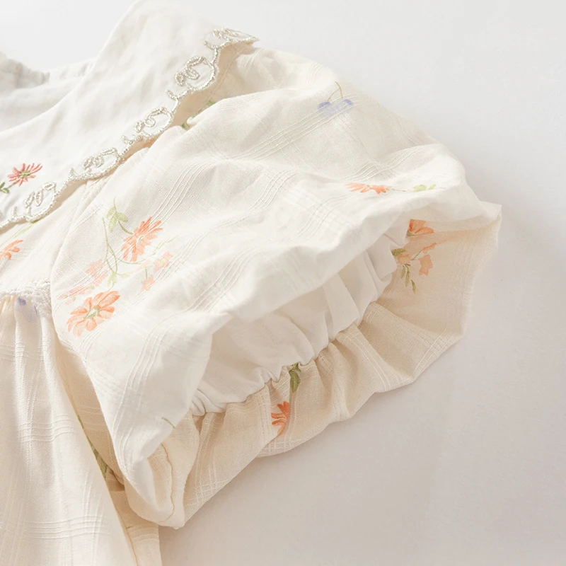 Dave Bella Children's Dresses Spring Autumn Pure Cotton Girl Sweet Elegant Skirt Outerwear Princess Party Kids Clothes DB2252121