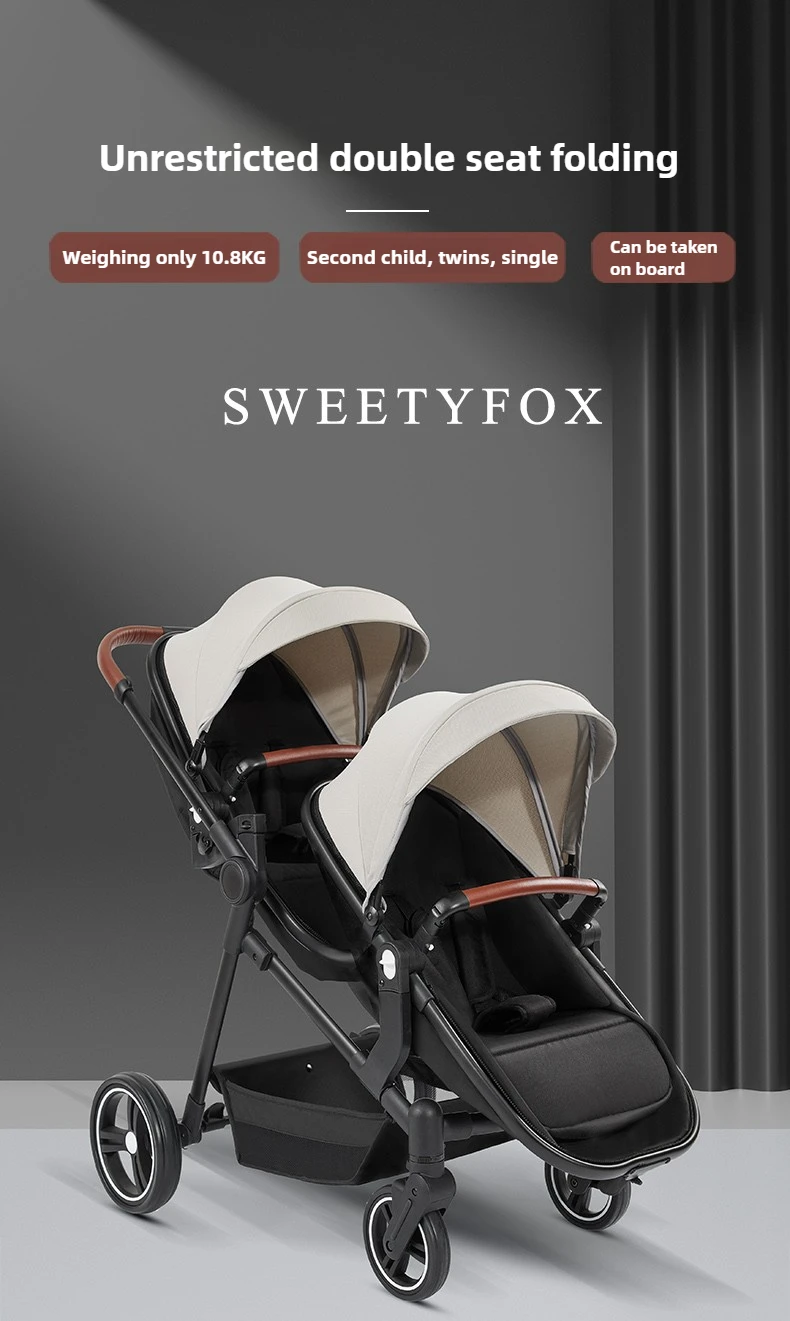 NEW Lightweight Twin Stroller Foldable Double Seat Stroller Portable Twin Multifunctional Stroller Can Be Taken On Board