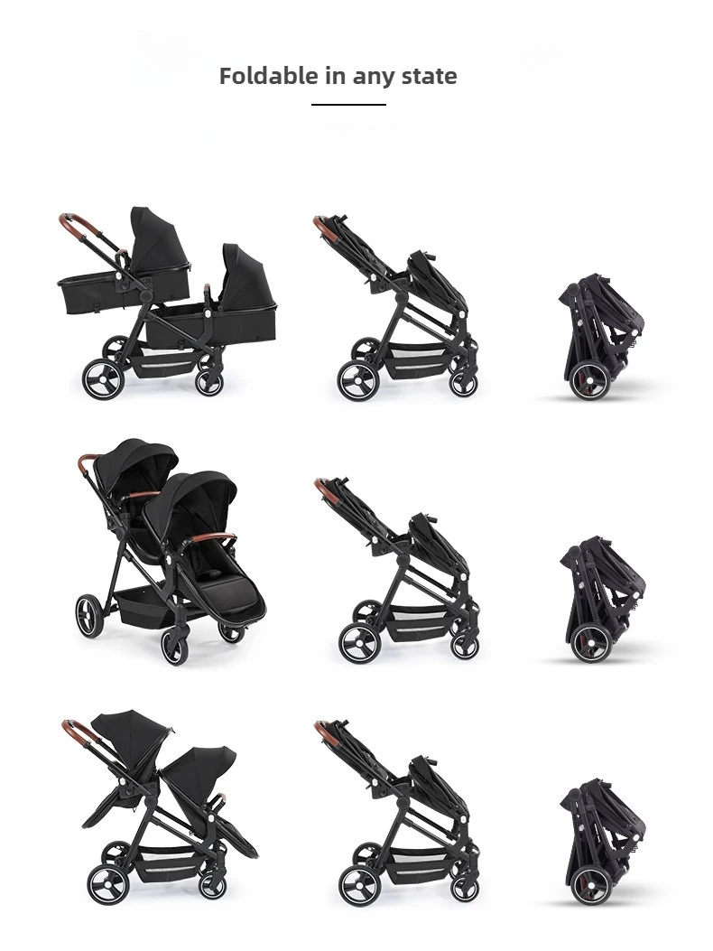 NEW Lightweight Twin Stroller Foldable Double Seat Stroller Portable Twin Multifunctional Stroller Can Be Taken On Board