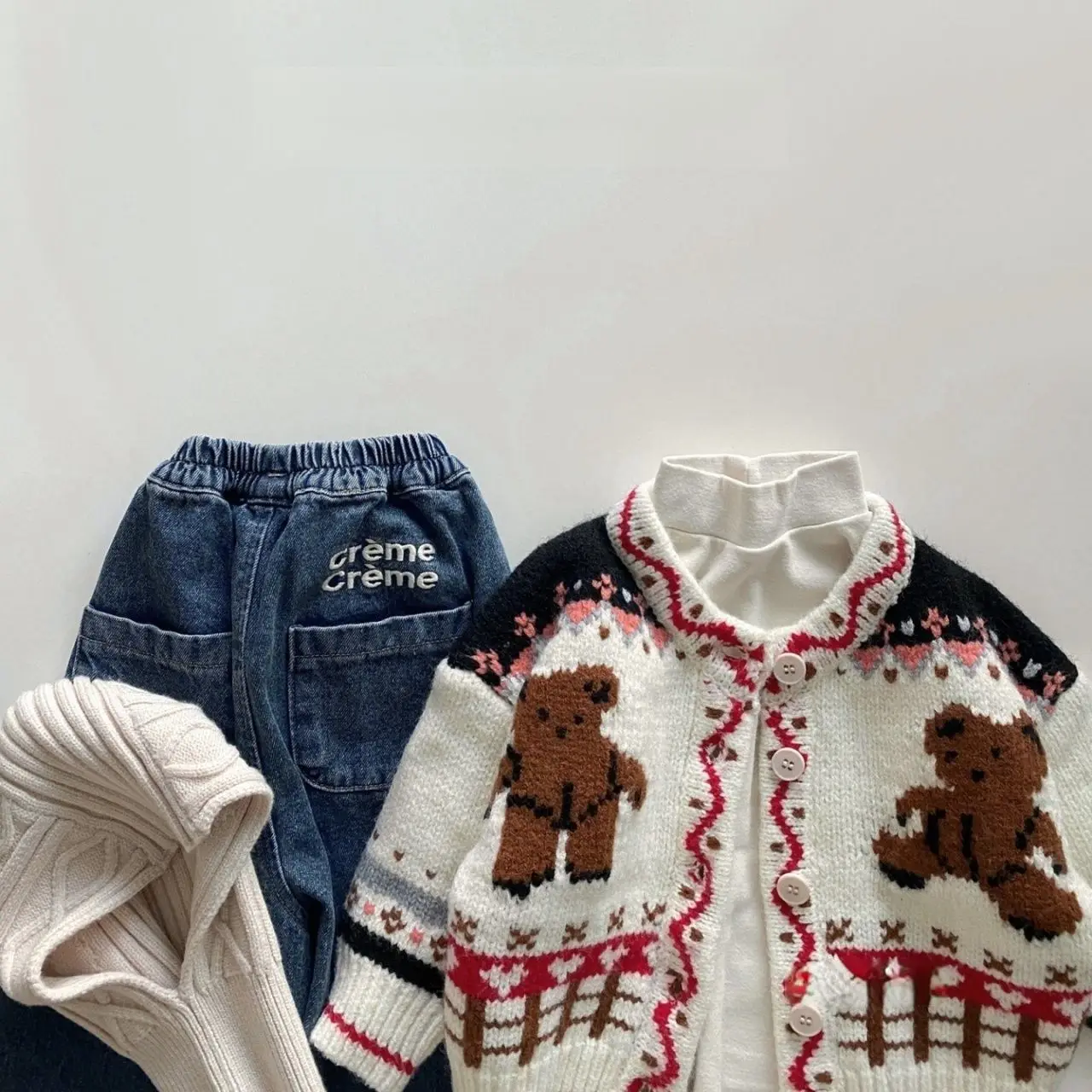 2025 Autumn New Baby Long Sleeve Knit Coat Infant Girl Cute Bear Print Knit Cardigan Kids Boys Casual Jacket Toddler Clothes