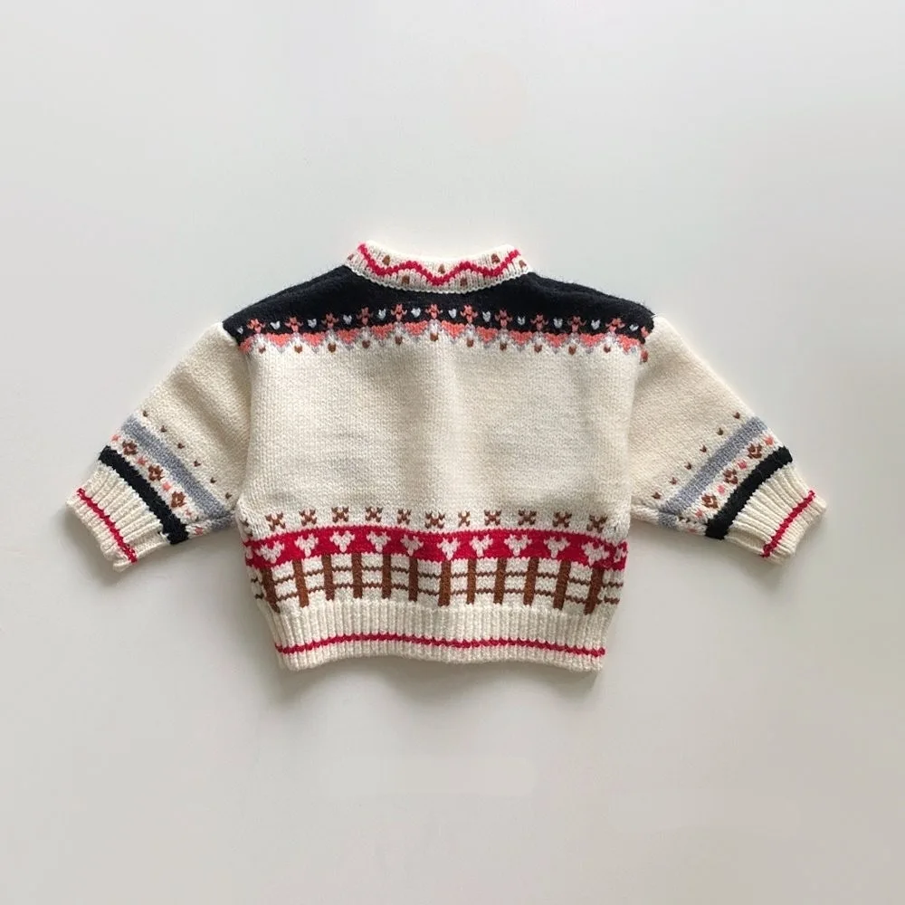 2025 Autumn New Baby Long Sleeve Knit Coat Infant Girl Cute Bear Print Knit Cardigan Kids Boys Casual Jacket Toddler Clothes