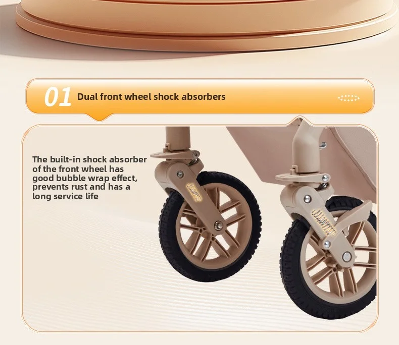 Lightweight Foldable Stroller with Reversible Seat Parent-World Facing Reclining Baby Carriage Big Wheels for Easy Maneuvering