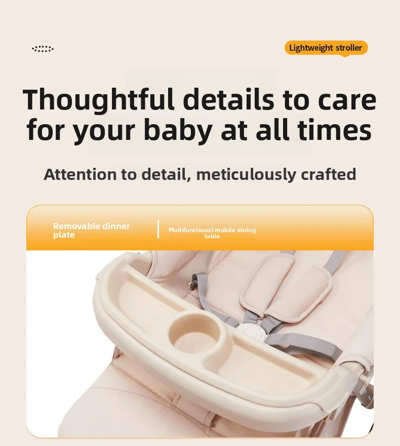 Lightweight Foldable Stroller with Reversible Seat Parent-World Facing Reclining Baby Carriage Big Wheels for Easy Maneuvering