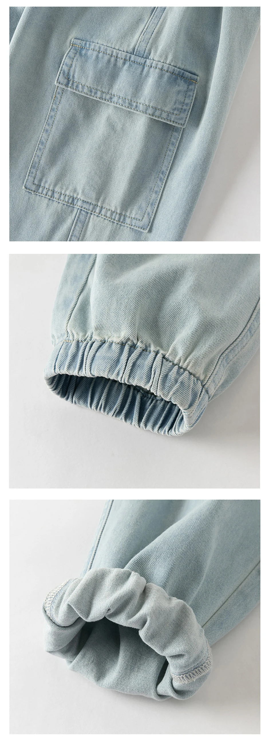 Dave Bella Children's Cargo Jean 5-13 Years Spring Autumn Boys Cowboy Cotton Pants Casual Loose Outdoor Trousers DK1260588