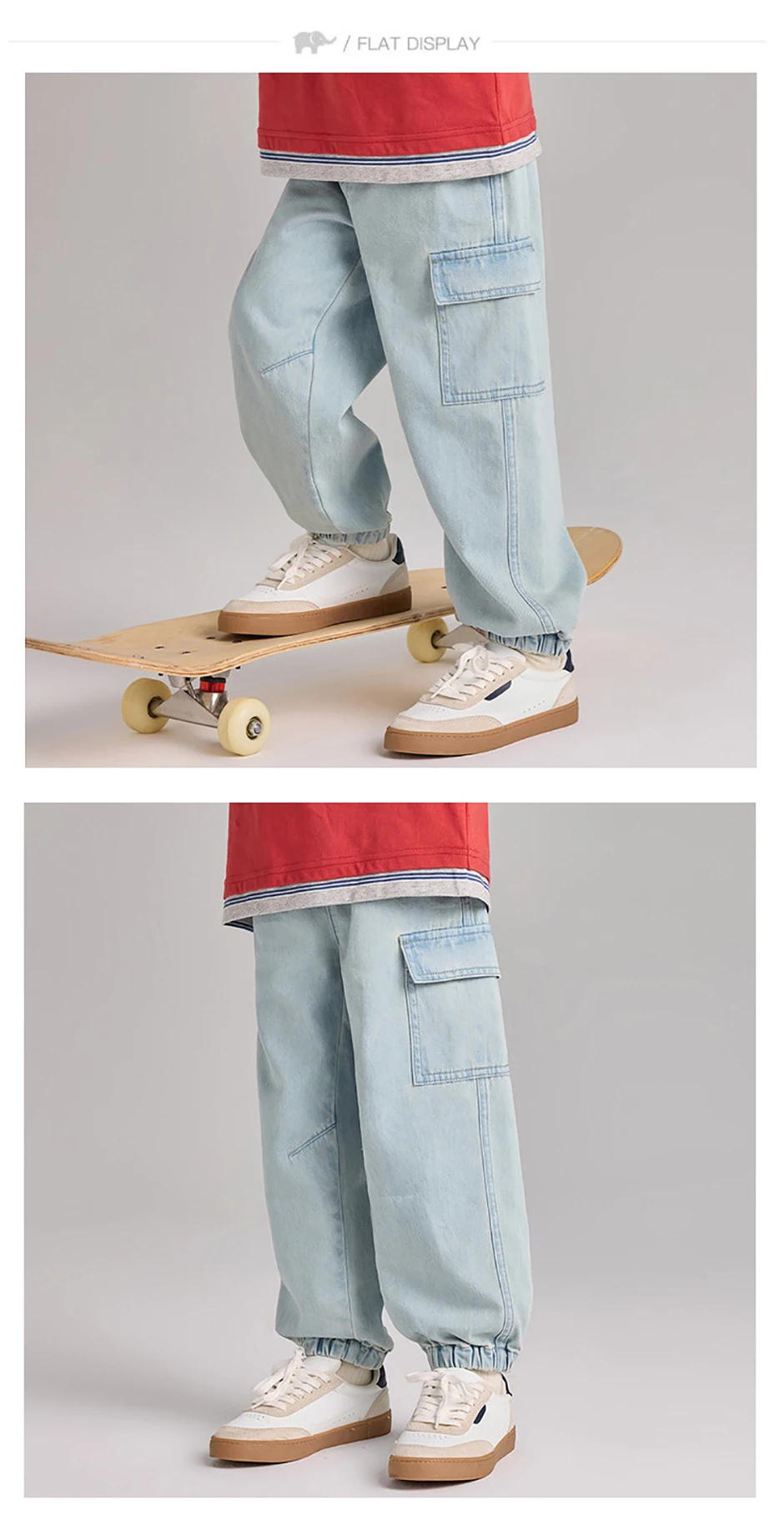 Dave Bella Children's Cargo Jean 5-13 Years Spring Autumn Boys Cowboy Cotton Pants Casual Loose Outdoor Trousers DK1260588