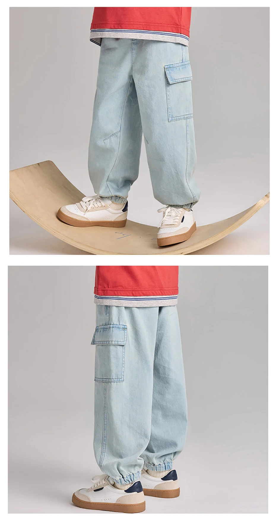 Dave Bella Children's Cargo Jean 5-13 Years Spring Autumn Boys Cowboy Cotton Pants Casual Loose Outdoor Trousers DK1260588